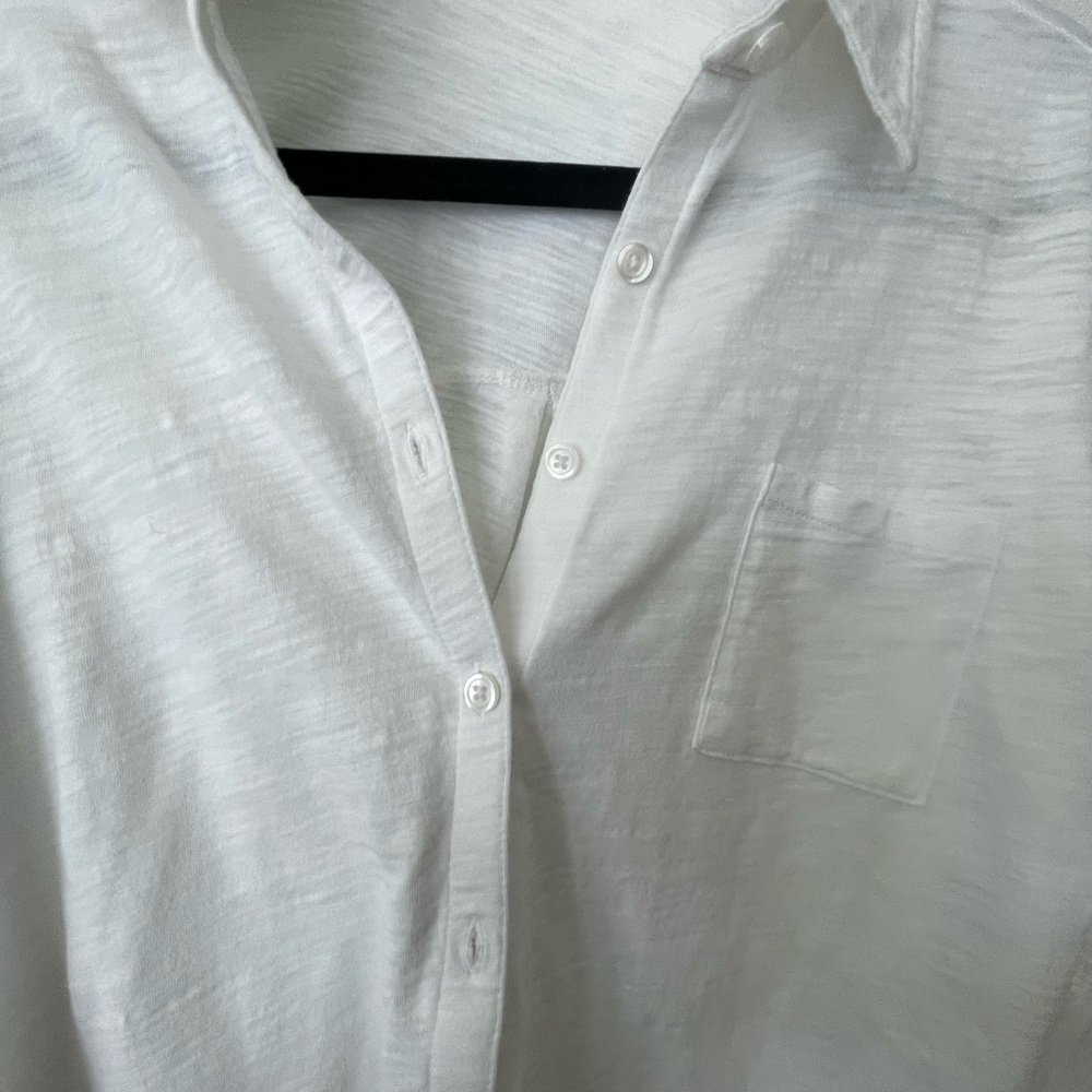 Peruvian Connection Knit Button Front Top White M… - image 3